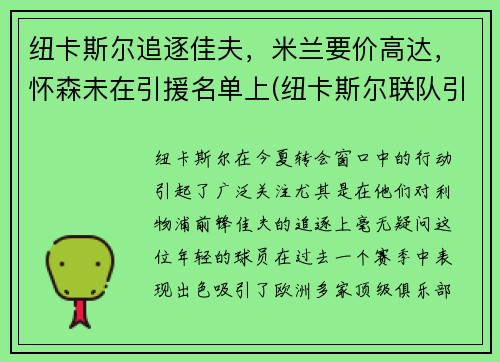 纽卡斯尔追逐佳夫，米兰要价高达，怀森未在引援名单上(纽卡斯尔联队引援名单)