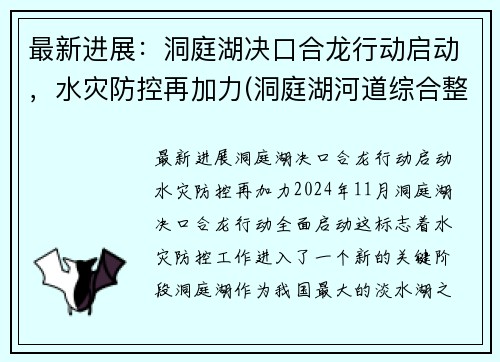 最新进展：洞庭湖决口合龙行动启动，水灾防控再加力(洞庭湖河道综合整治工程项目)